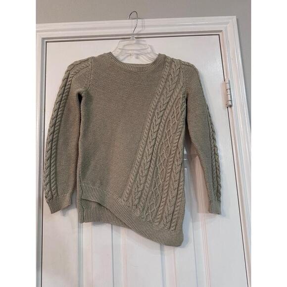 Tommy Bahama Kids Sweater Size L (10/12) Tan Cable Knit Asymmetrical Cozy - Picture 2 of 7